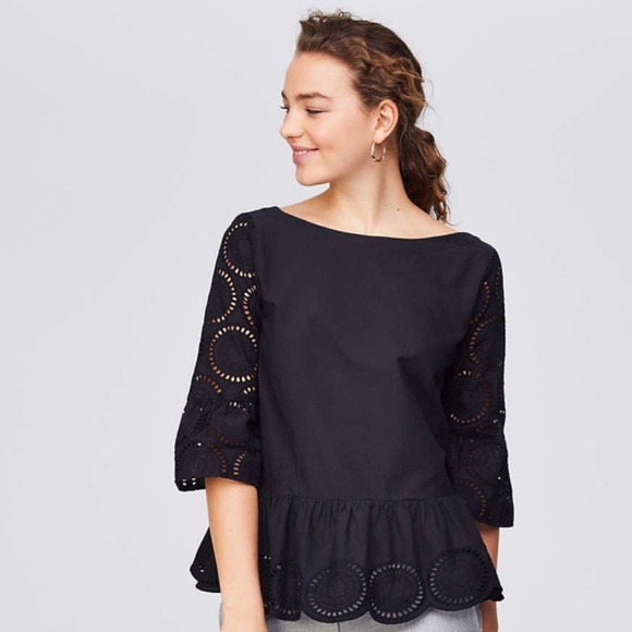 LOFT Tops - MOVING SALE! LOFT Circle Eyelet Flounce Top - NWOT